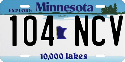 MN license plate 104NCV