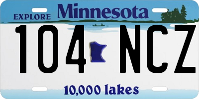 MN license plate 104NCZ
