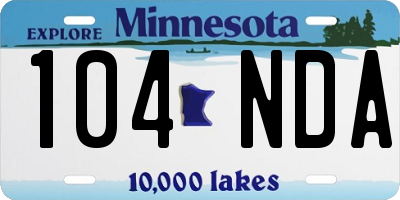 MN license plate 104NDA
