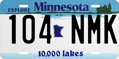 MN license plate 104NMK