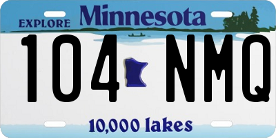 MN license plate 104NMQ