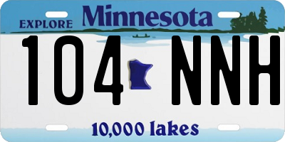 MN license plate 104NNH