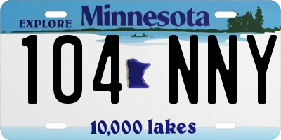 MN license plate 104NNY