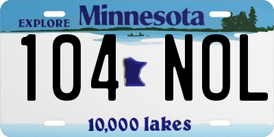 MN license plate 104NOL