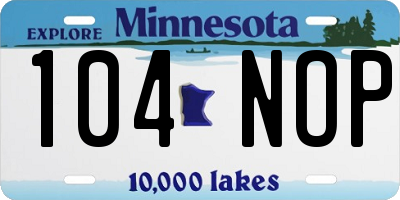 MN license plate 104NOP