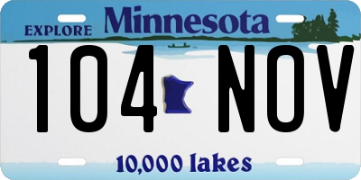 MN license plate 104NOV