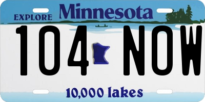 MN license plate 104NOW