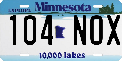 MN license plate 104NOX