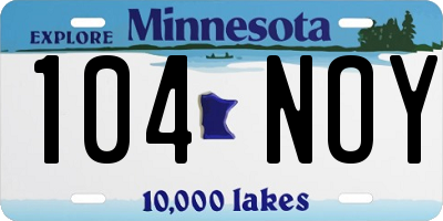 MN license plate 104NOY