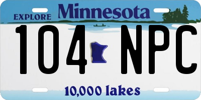 MN license plate 104NPC