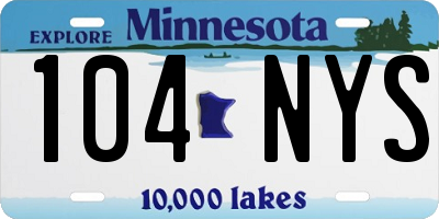 MN license plate 104NYS
