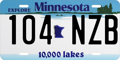 MN license plate 104NZB