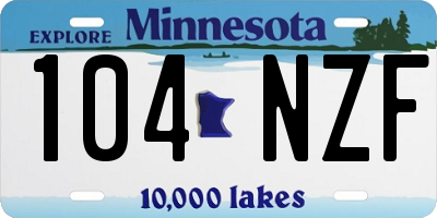MN license plate 104NZF