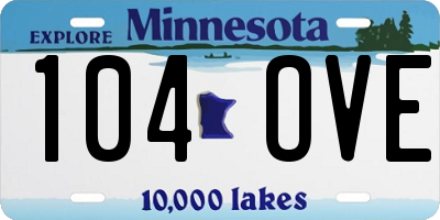 MN license plate 104OVE