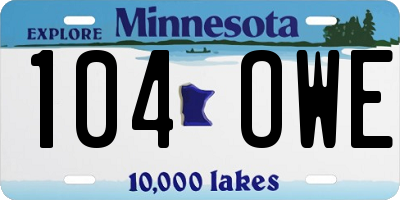MN license plate 104OWE
