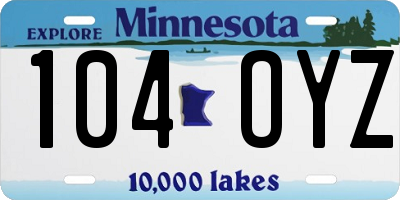 MN license plate 104OYZ