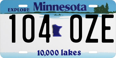 MN license plate 104OZE
