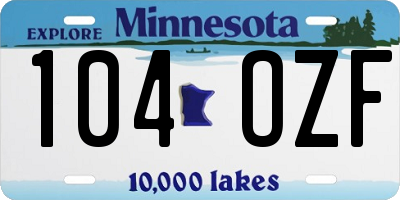 MN license plate 104OZF