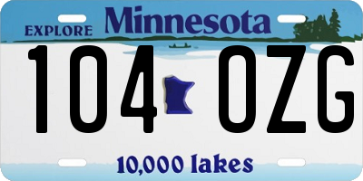 MN license plate 104OZG