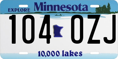 MN license plate 104OZJ