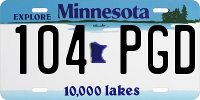 MN license plate 104PGD