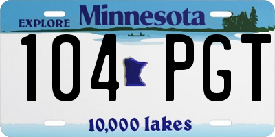 MN license plate 104PGT