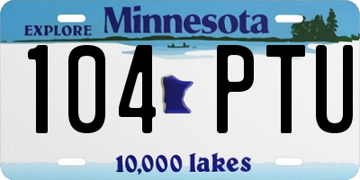 MN license plate 104PTU