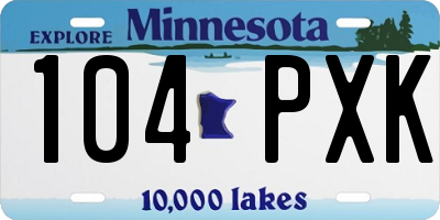 MN license plate 104PXK