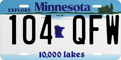 MN license plate 104QFW