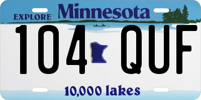 MN license plate 104QUF
