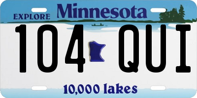 MN license plate 104QUI