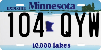 MN license plate 104QYW