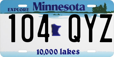 MN license plate 104QYZ