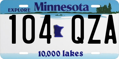 MN license plate 104QZA