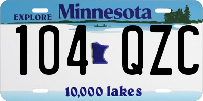 MN license plate 104QZC
