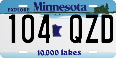 MN license plate 104QZD