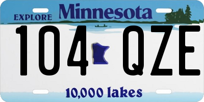 MN license plate 104QZE