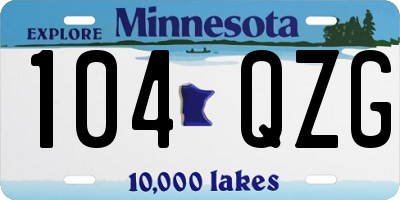 MN license plate 104QZG