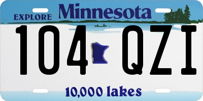 MN license plate 104QZI