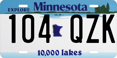 MN license plate 104QZK
