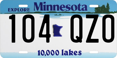 MN license plate 104QZO