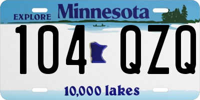 MN license plate 104QZQ