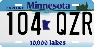 MN license plate 104QZR