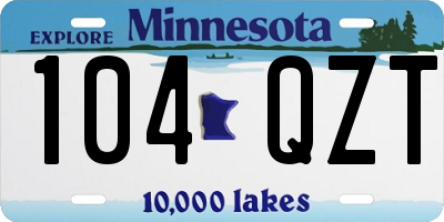 MN license plate 104QZT
