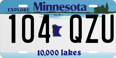 MN license plate 104QZU