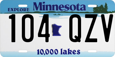 MN license plate 104QZV