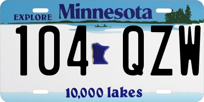 MN license plate 104QZW