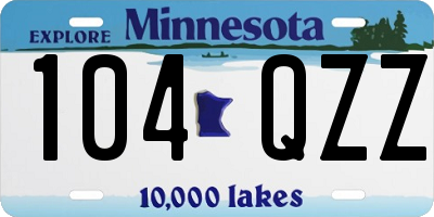 MN license plate 104QZZ