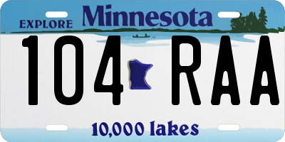 MN license plate 104RAA