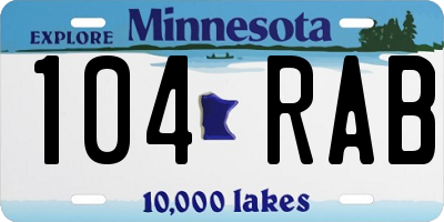 MN license plate 104RAB